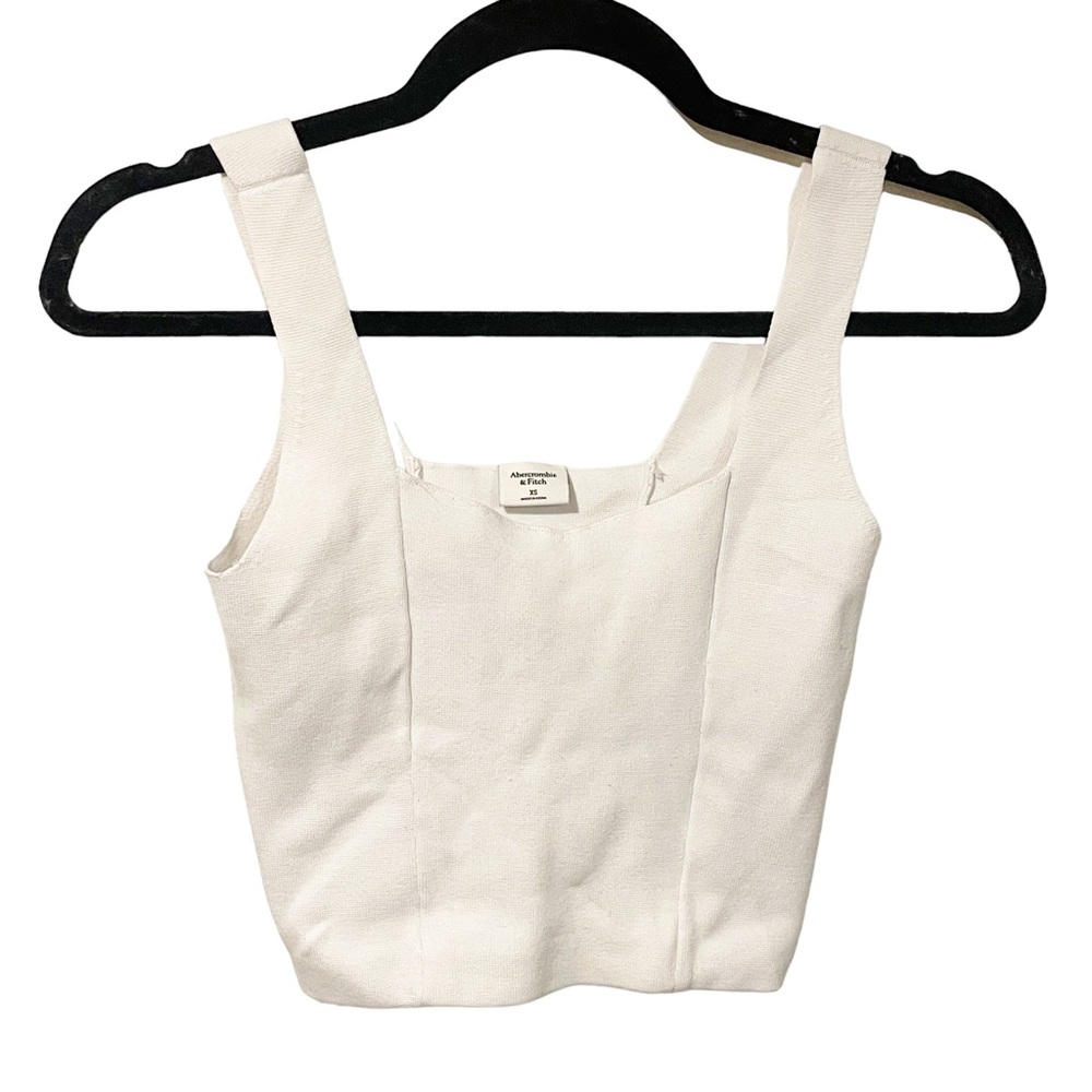 Abercrombie & Fitch Size XS White Thick Knit Square Neck Cropped Tank Top